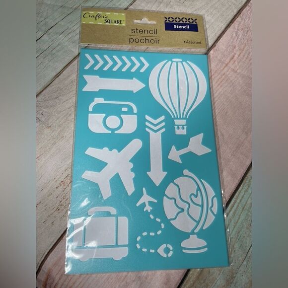 NEW 3 Stencils Mr & Mrs, World Traveler, & Transportation Icons DIY Arts & Craft - Picture 2 of 5